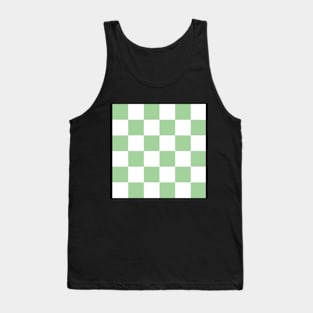 Mid green and white checkerboard print Tank Top